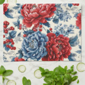 Patriottisch Rood Blauw Wit Bloemmotief (7) Theedoek (Gevouwen)
