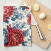 Patriottisch Rood Blauw Wit Bloemmotief (7) Theedoek (Quarter Fold)