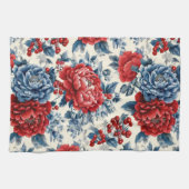 Patriottisch Rood Blauw Wit Bloemmotief (7) Theedoek (Horizontaal)