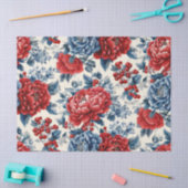 Patriottisch Rood Blauw Wit Bloemmotief (7) Tissuepapier (Craft)