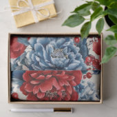 Patriottisch Rood Blauw Wit Bloemmotief (7) Tissuepapier (Geschenk)