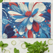 Patriottisch Rood Blauw Wit Bloemmotief (8) Theedoek (Gevouwen)
