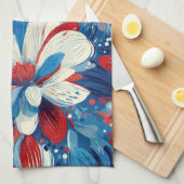 Patriottisch Rood Blauw Wit Bloemmotief (8) Theedoek (Quarter Fold)