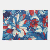 Patriottisch Rood Blauw Wit Bloemmotief (8) Theedoek (Horizontaal)