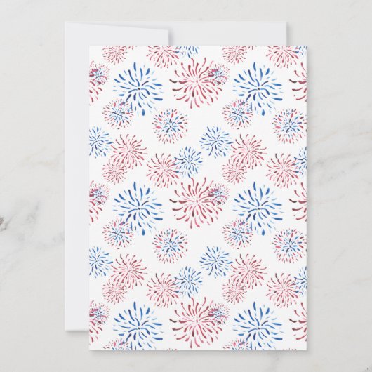 Patriottisch rood en blauw BBQ Modern 4 juli Parti Kaart (Achterkant)