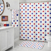 Patriottisch rood en blauw sterpatroon badmat