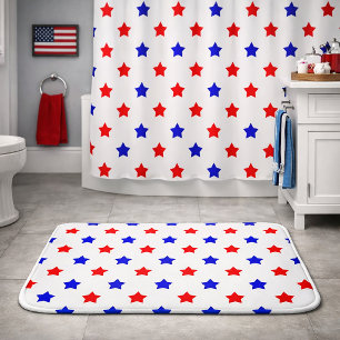 Patriottisch rood en blauw sterpatroon  badmat