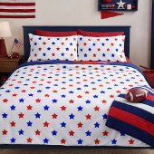 Patriottisch rood en blauw sterpatroon kussensloop