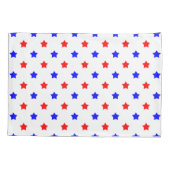 Patriottisch rood en blauw sterpatroon kussensloop (Achterkant)