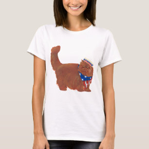 Patriottisch rood langshhair Persian Cat T-shirt