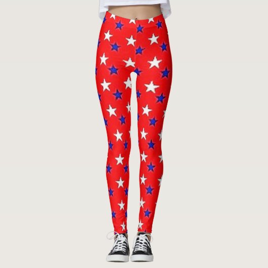 Patriottisch rood met sterren leggings (Voorkant)