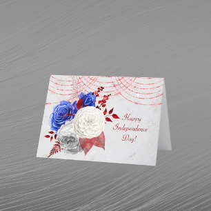 Patriottisch rood White Blue Rose Bouquet Feestdagen Kaart