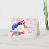 Patriottisch rood White Blue Rose Bouquet Feestdagen Kaart (Voorkant)