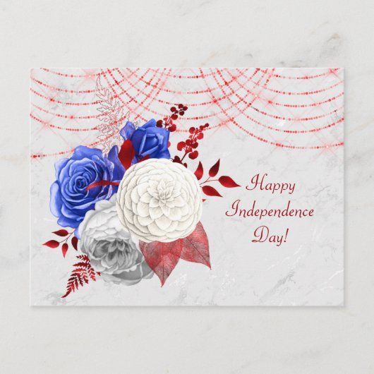 Patriottisch rood White Blue Rose Bouquet Feestdagenkaart (Voorkant)