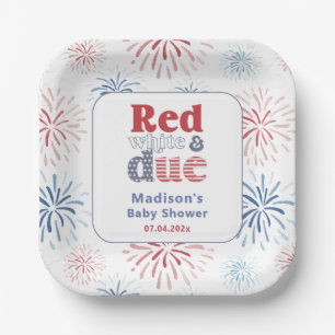 Patriottisch rood wit als gevolg van Baby shower p Papieren Bordje