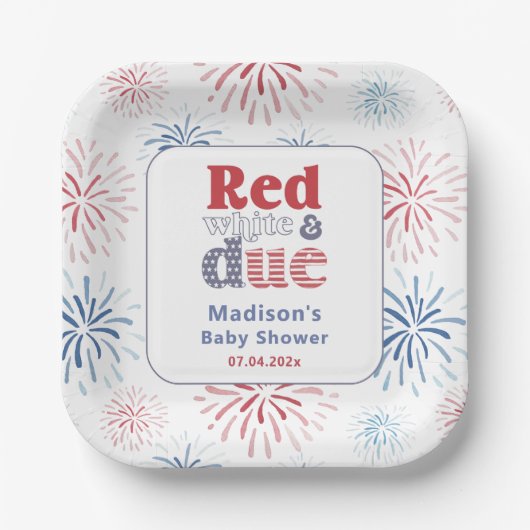 Patriottisch rood wit als gevolg van Baby shower p Papieren Bordje (Voorkant)