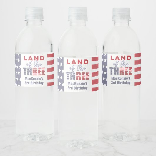 Patriottisch rood wit blauw 3e verjaardagsfeestje waterfles etiket (Flessen)