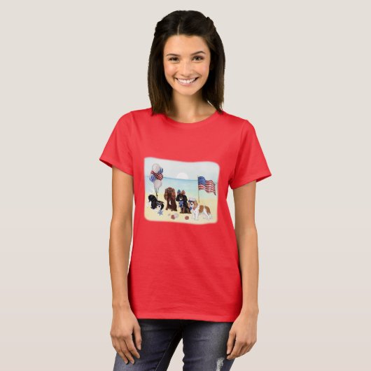 Patriottisch, rood, wit, blauw, 4 juli Cavaliers T-shirt (Voorkant volledig)