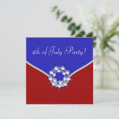 Patriottisch Rood Wit Blauw 4 Juli Feestje Kaart (Staand voorkant)