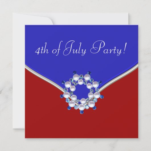 Patriottisch Rood Wit Blauw 4 Juli Feestje Kaart (Voorkant)