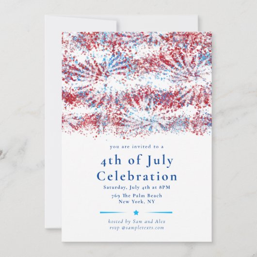 Patriottisch Rood Wit Blauw 4 juli Viering Kaart (Voorkant)