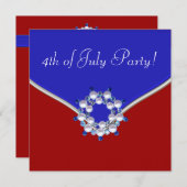 Patriottisch Rood Wit Blauw 4th van Juli Feest Kaart (Voorkant / Achterkant)