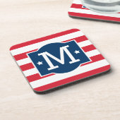 Patriottisch rood wit blauw aangepast monogram Ini Bier Onderzetter (Linkerzijde)