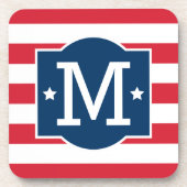 Patriottisch rood wit blauw aangepast monogram Ini Bier Onderzetter (Voorkant)