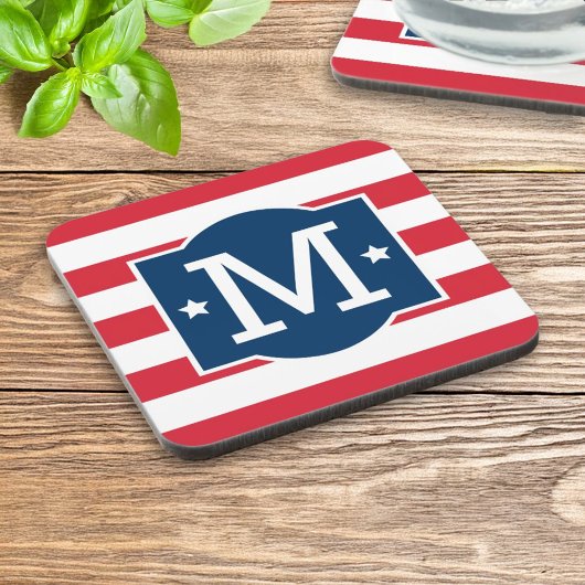 Patriottisch rood wit blauw aangepast monogram Ini Bier Onderzetter
