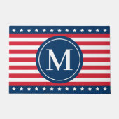 Patriottisch rood wit blauw aangepast monogram Ini Deurmat (Voorkant)