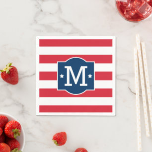 Patriottisch rood wit blauw aangepast monogram Ini Servet