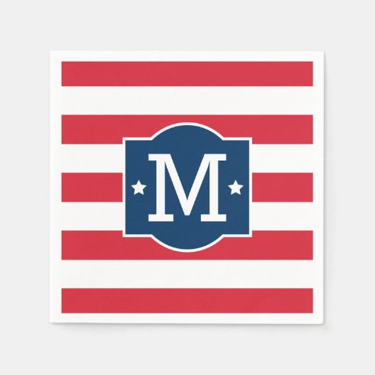 Patriottisch rood wit blauw aangepast monogram Ini Servet (Voorkant)