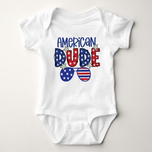 PATRIOTTISCH ROOD WIT BLAUW AMERIKAANS DUDE ROMPER (Voorkant)