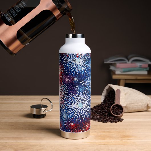 PATRIOTTISCH ROOD WIT BLAUW AMERIKAANS VUURWERK WATERFLES (Koffie)