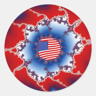 Patriottisch Rood Wit & Blauw Amerikaanse Vlag Fra Ronde Sticker