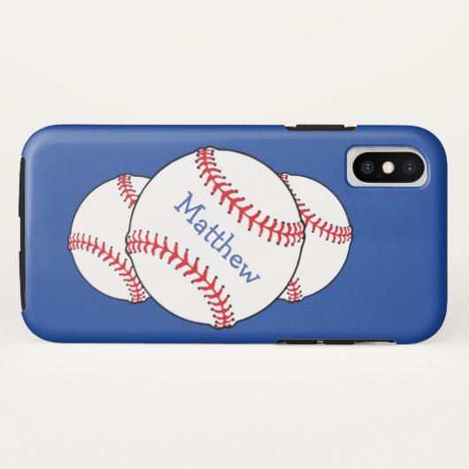 Patriottisch rood wit blauw Baseball iPhone X Hoes (Achterkant (horizontaal))