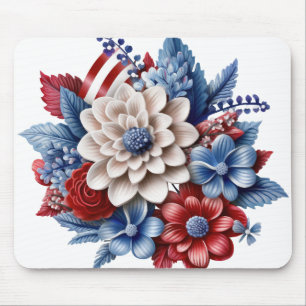 PATRIOTTISCH ROOD WIT BLAUW BLOEMBOEKET MUISMAT