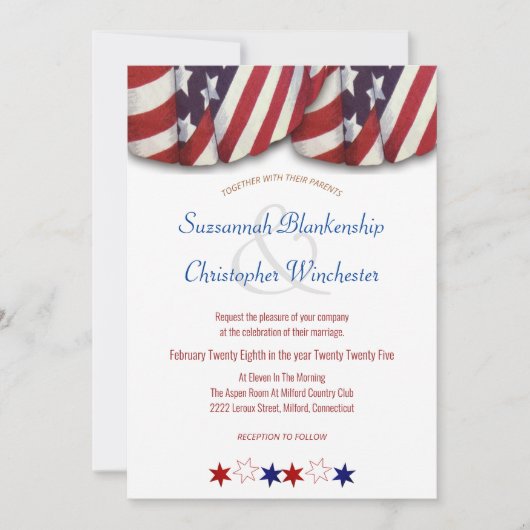 Patriottisch Rood Wit & Blauw Bunting en Sterren Kaart (Voorkant)