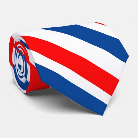 Patriottisch Rood Wit Blauw Diagonaal Strepen Stropdas (Opgerold)