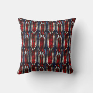 Patriottisch rood wit blauw geometrisch patroon kussen