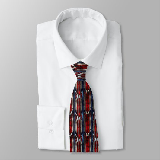 Patriottisch rood wit blauw geometrisch patroon stropdas (Gebonden)