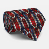Patriottisch rood wit blauw geometrisch patroon stropdas (Opgerold)