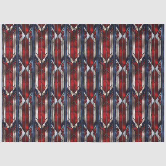 Patriottisch rood wit blauw geometrisch patroon tissuepapier (Voorkant)