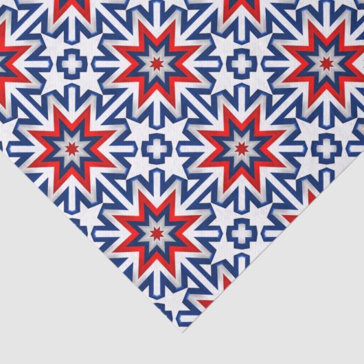 Patriottisch rood wit blauw grafisch patroon tissuepapier (Detail)