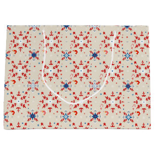Patriottisch Rood Wit Blauw Kerst Sneeuwvlok Gift Groot Cadeauzakje