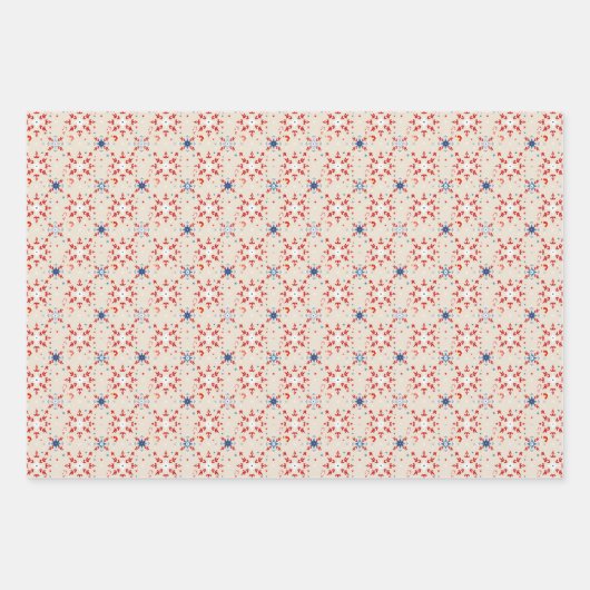Patriottisch Rood Wit Blauw Kerst Sneeuwvlok Wrap Inpakpapier Vel (Voorkant 2)