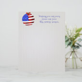 Patriottisch rood wit blauw kerstbriefpapier (Staand voorkant)