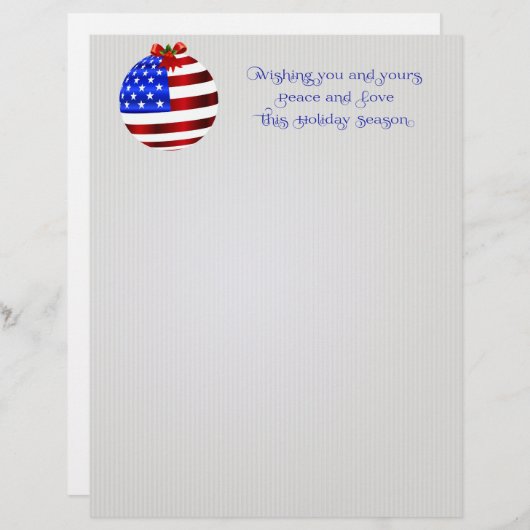 Patriottisch rood wit blauw kerstbriefpapier (Voorkant / Achterkant)