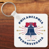 Patriottisch Rood Wit Blauw Liberty Bell Sleutelha Sleutelhanger (Voorkant)