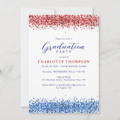 Patriottisch rood wit blauw modern glitter Afstude Kaart (Voorkant)